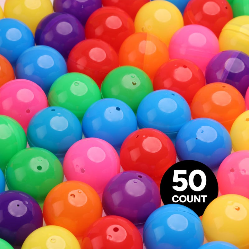 Entervending Empty Colored Round Capsules 2 inch 50 pcs Bulk 7 Colors Capsule for Gumball Machines Plastic Containers 50 mm - Image 2